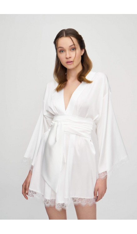 Custom Embroidered Mini Lace Robe