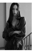 Ostrich Feather Silk Kimono Top