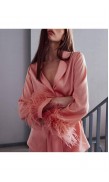 Ostrich Feather Silk Kimono Top 