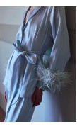 Ostrich Feather Silk Kimono Top