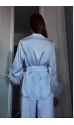 Ostrich Feather Silk Kimono Top
