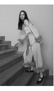 Ostrich Feather Silk Pants