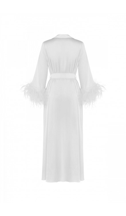 Ostrich Feather Maxi Silk Collar Robe