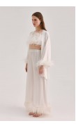 Ostrich Feather Loose-Fit Silk Pants