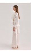 Ostrich Feather Loose-Fit Silk Pants