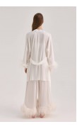 Ostrich Feather Loose-Fit Silk Pants