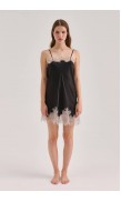 Lace Detailed Straight Neck Mini Dress