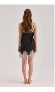 Lace Detailed Straight Neck Mini Dress