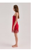 Lace Detailed Straight Neck Mini Dress