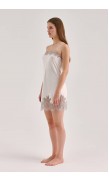 Lace Detailed Straight Neck Mini Dress
