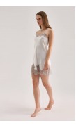 Lace Detailed Straight Neck Mini Dress