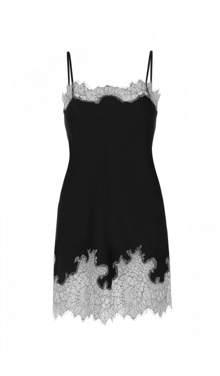 Lace Detailed Straight Neck Mini Dress