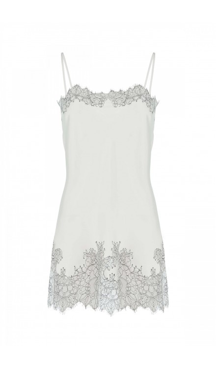 Lace Detailed Straight Neck Mini Dress