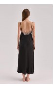 Lace Detailed Straight Neck Midi Dress with Slit