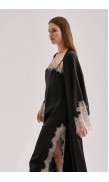 Lace Detailed Straight Neck Midi Dress with Slit