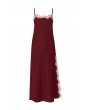 Lace Detailed Straight Neck Midi Dress with Slit