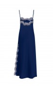 Lace Detailed Straight Neck Midi Dress with Slit