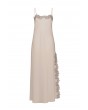 Lace Detailed Straight Neck Midi Dress with Slit