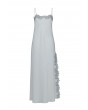 Lace Detailed Straight Neck Midi Dress with Slit