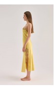 Lace Detailed Straight Neck Midi Dress with Slit