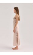 Lace Detailed Straight Neck Midi Dress with Slit
