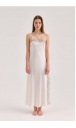 Lace Detailed Straight Neck Midi Dress with Slit