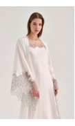Lace Detailed Straight Neck Midi Dress with Slit