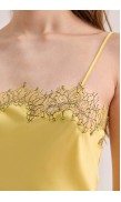 Lace Detailed Straight Neck Midi Dress with Slit