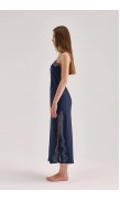 Lace Detailed Straight Neck Midi Dress with Slit