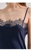 Lace Detailed Straight Neck Midi Dress with Slit