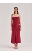 Lace Detailed Straight Neck Midi Dress with Slit