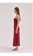 Lace Detailed Straight Neck Midi Dress with Slit