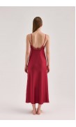 Lace Detailed Straight Neck Midi Dress with Slit