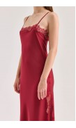 Lace Detailed Straight Neck Midi Dress with Slit