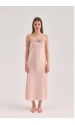 Lace Detailed Straight Neck Midi Dress with Slit