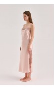 Lace Detailed Straight Neck Midi Dress with Slit