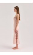 Lace Detailed Straight Neck Midi Dress with Slit