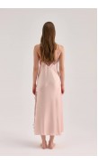 Lace Detailed Straight Neck Midi Dress with Slit