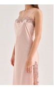 Lace Detailed Straight Neck Midi Dress with Slit