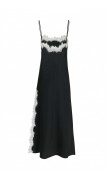 Lace Detailed Straight Neck Midi Dress with Slit