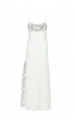 Lace Detailed Straight Neck Midi Dress with Slit