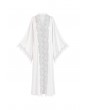 CLARA, IN LACE Strip Lace Trimmed Maxi Silk Robe