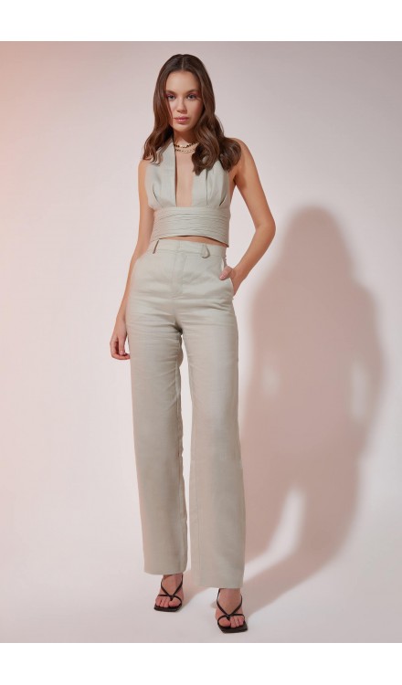 Linen Draped Crop Top