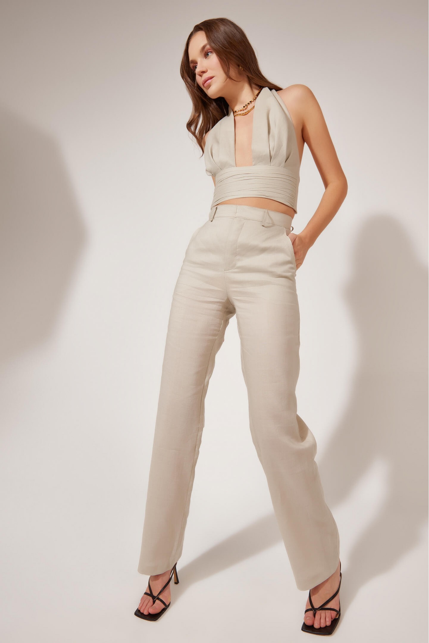 Linen Draped Crop Top