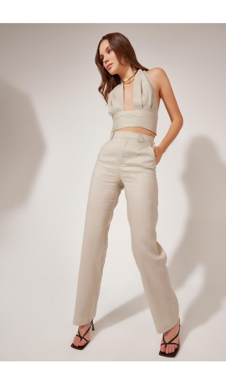 Linen Draped Crop Top