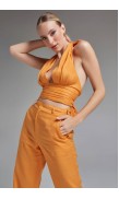 Linen Draped Crop Top