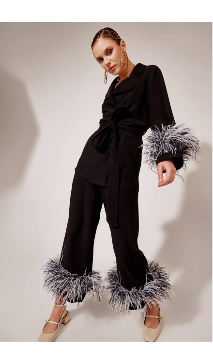 Ostrich Feather Kimono Top