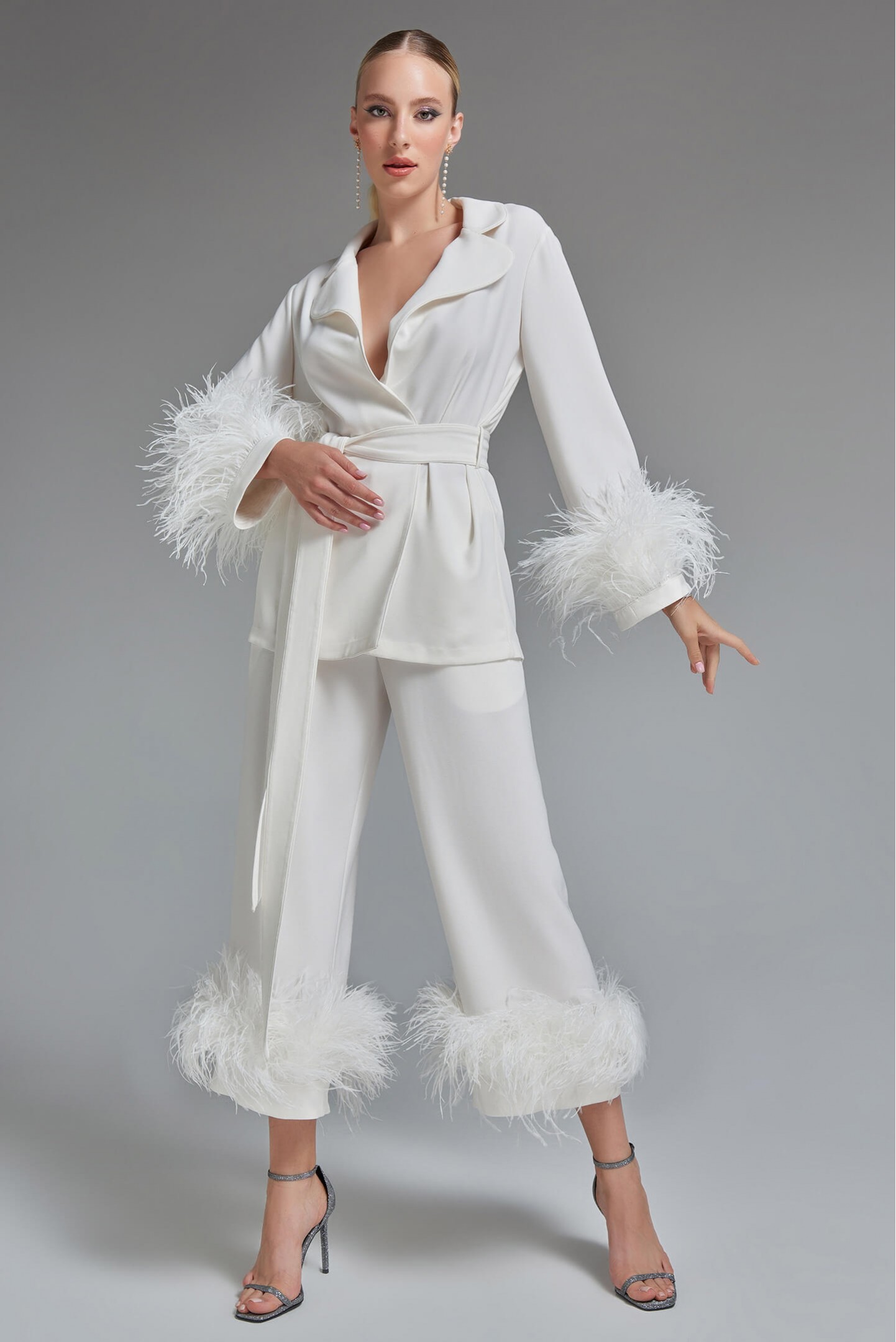 Ostrich Feather Kimono Top