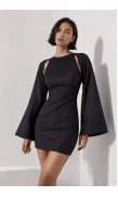 Cut-Out Shoulder Linen Mini Dress
