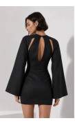 Cut-Out Shoulder Linen Mini Dress